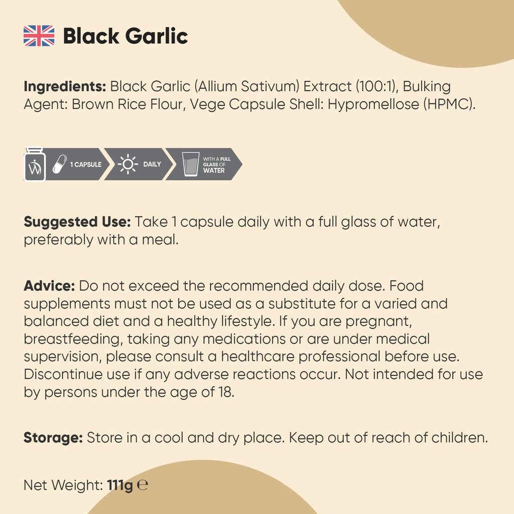 Black Garlic Capsules 15000mg | 6 Months Supply | 180 Capsules