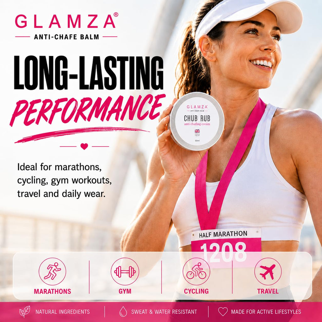 Glamza Chamois Cream Chub Rub’ Anti Chafing Cream for Men & Women - Prevents Chaffing for Cyclists, Runners and More 50ml