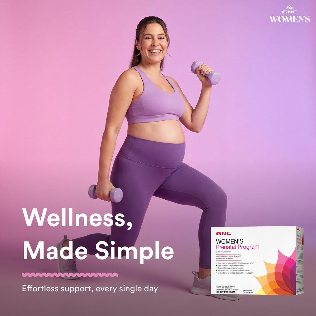 GNC Women's Prenatal Program, Daily Supplement System, Supports Healthy Development for Your Baby with Zinc & Iron for Fetal Needs, Targeted Prenatal and Pregnancy Essentials, 30 Packs