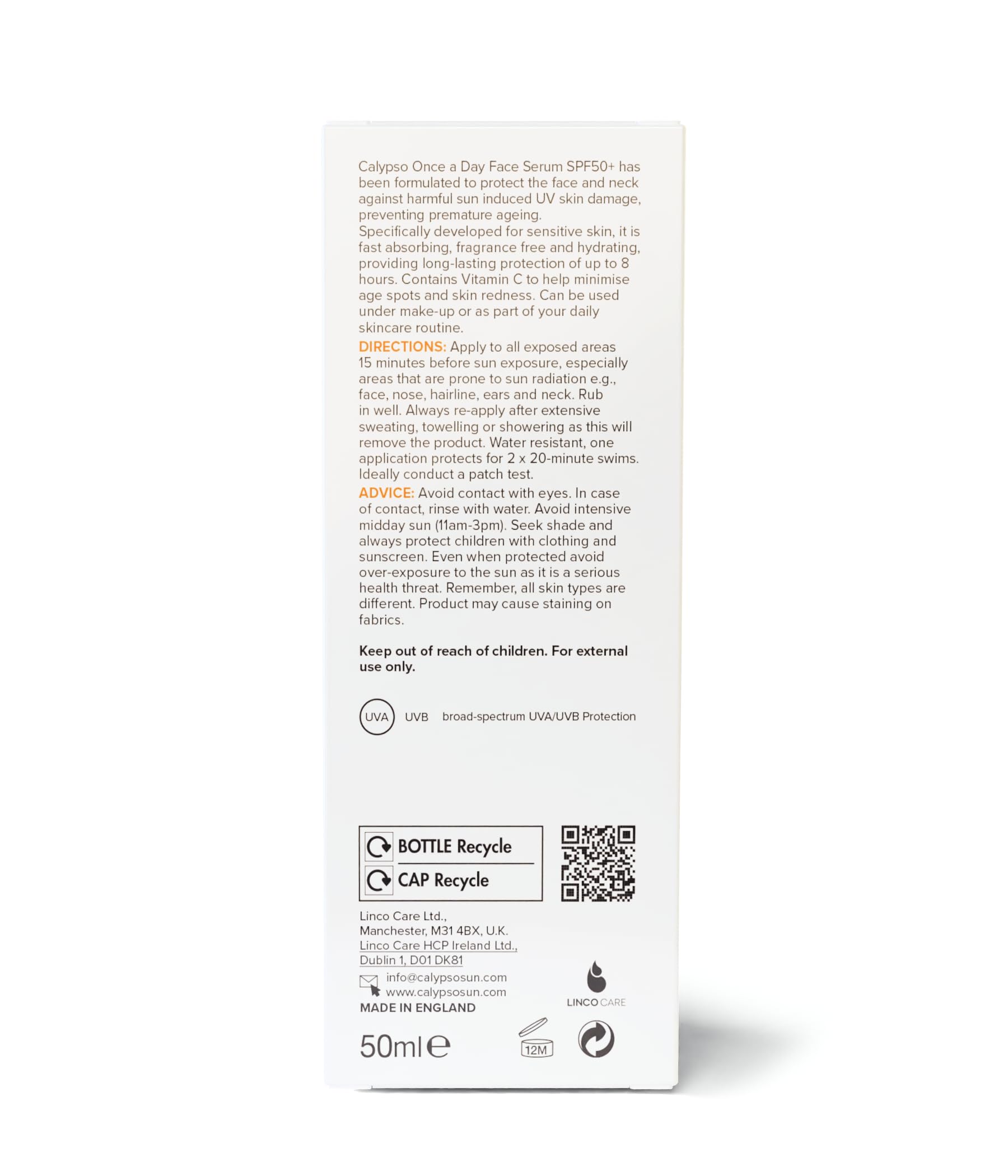 Calypso Once-a-Day Serum SPF50+, Vitamin C Serum for Face and Neck