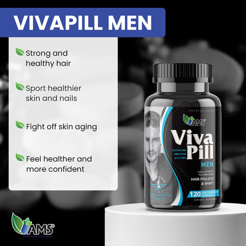 America Medic & Science VivaPill for Men (120 Capsules) Vitamins for Hair, Skin and Nails | Revitalizing Formula Pills with Biotin, Dietary Supplement for Hair Growth with Collagen and Keratin