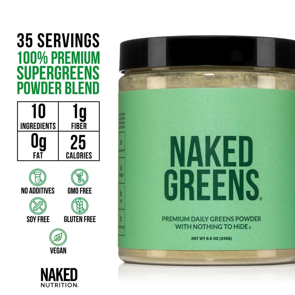 NAKED Super Greens Powder Organic Greens Supplement - Only 10 Premium Ingredients - Vegan, Non-GMO, Prebiotic and Probiotic - 35 Servings