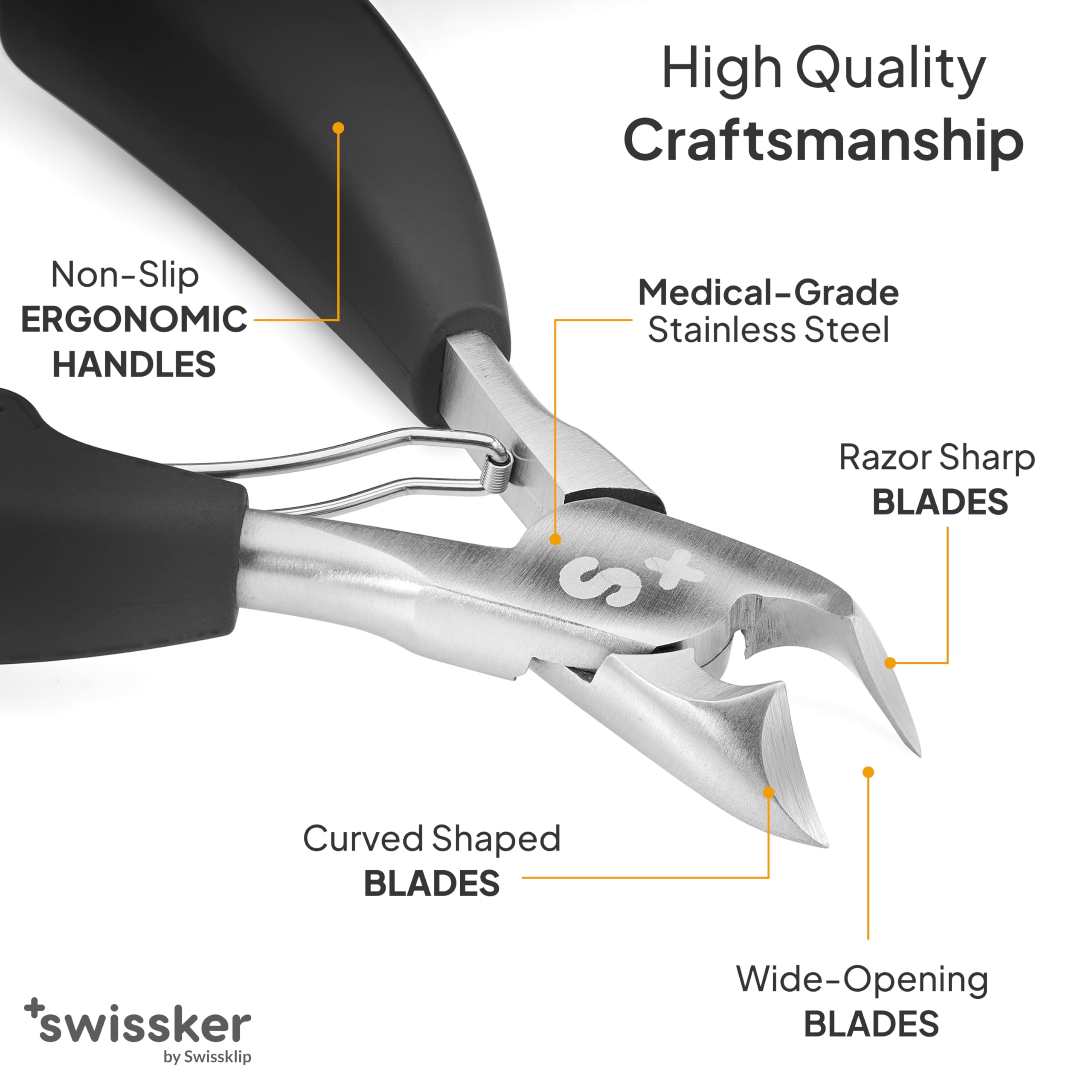 Swissker by Swissklip Heavy Duty Toenail Clippers for Men and Women – Professional Ergonomic Large Toe Nail Cutter & Trimmer for Thick Nails Seniors, Long Handle Ingrown Toe Nail Clipper