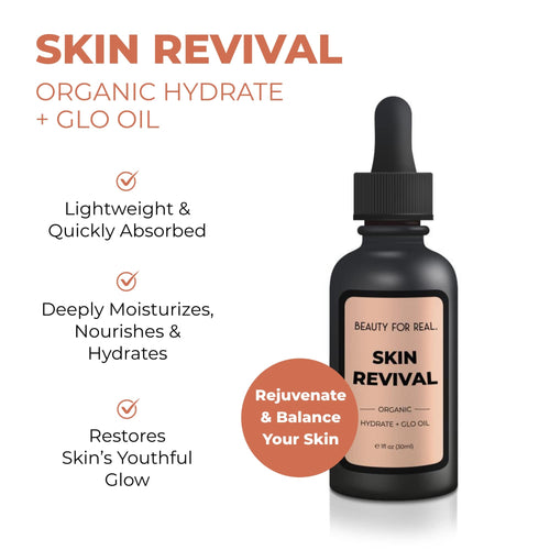 Beauty For Real Skin Revival Hydrate + Glo Oil - Luxury Face Oil - Reduces the Appearance of Fine Lines & Wrinkles - Hydrates, Soothes & Restores Skin’s Glow - With Essential Oils - 1 fl oz