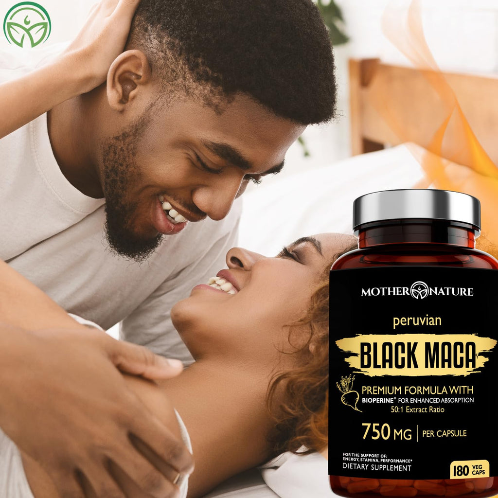 MNO Organic Raw Black Maca 750mg + BioPerine, Energy & Performance, 180ct