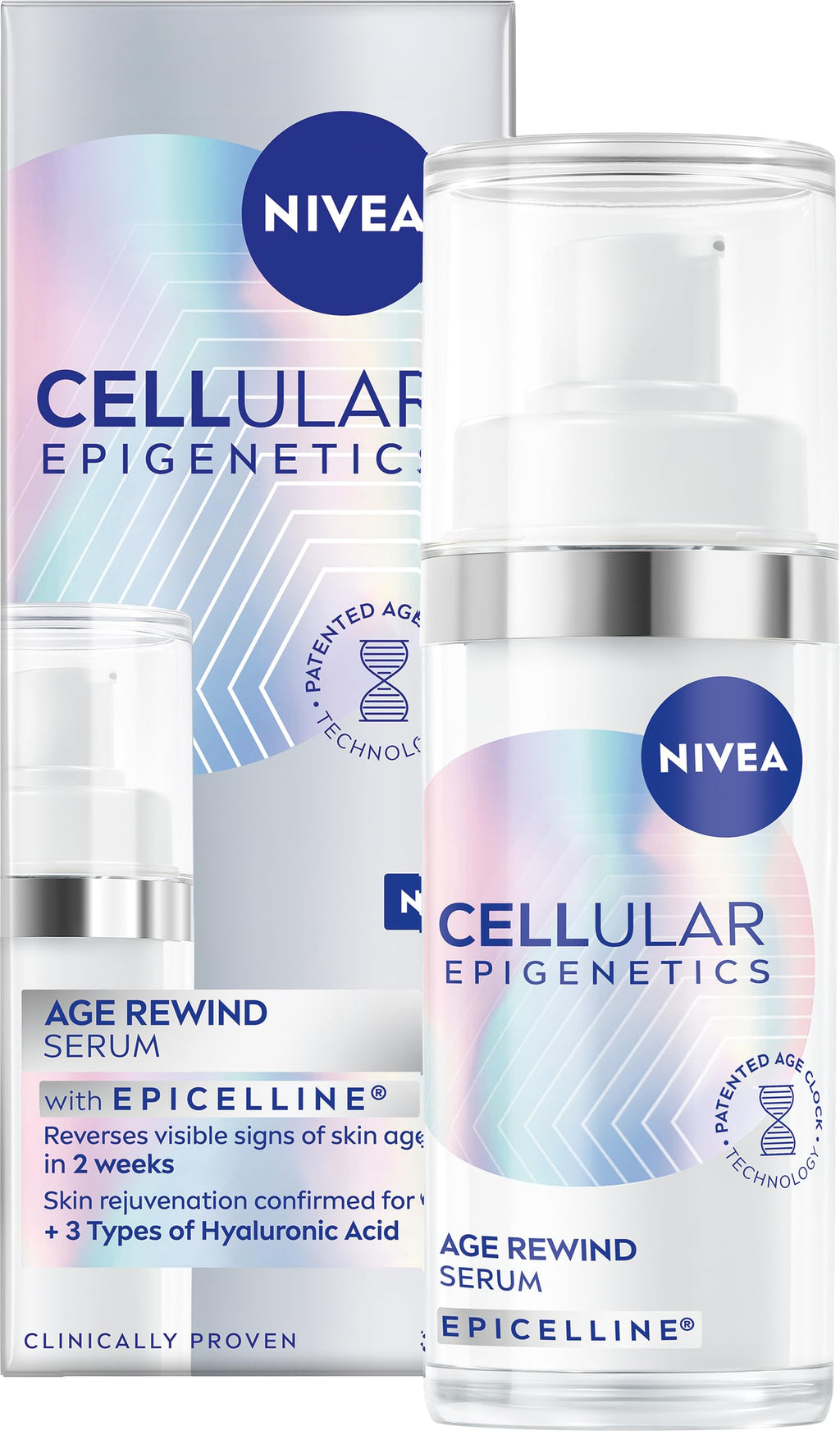 NIVEA Cellular Epigenetics Age Rewind Face Serum with Epicelline – Advanced Anti-Age Face Serum, 30 ml – Hydrating & Firming Formula for Smoother, More Youthful-Looking Skin