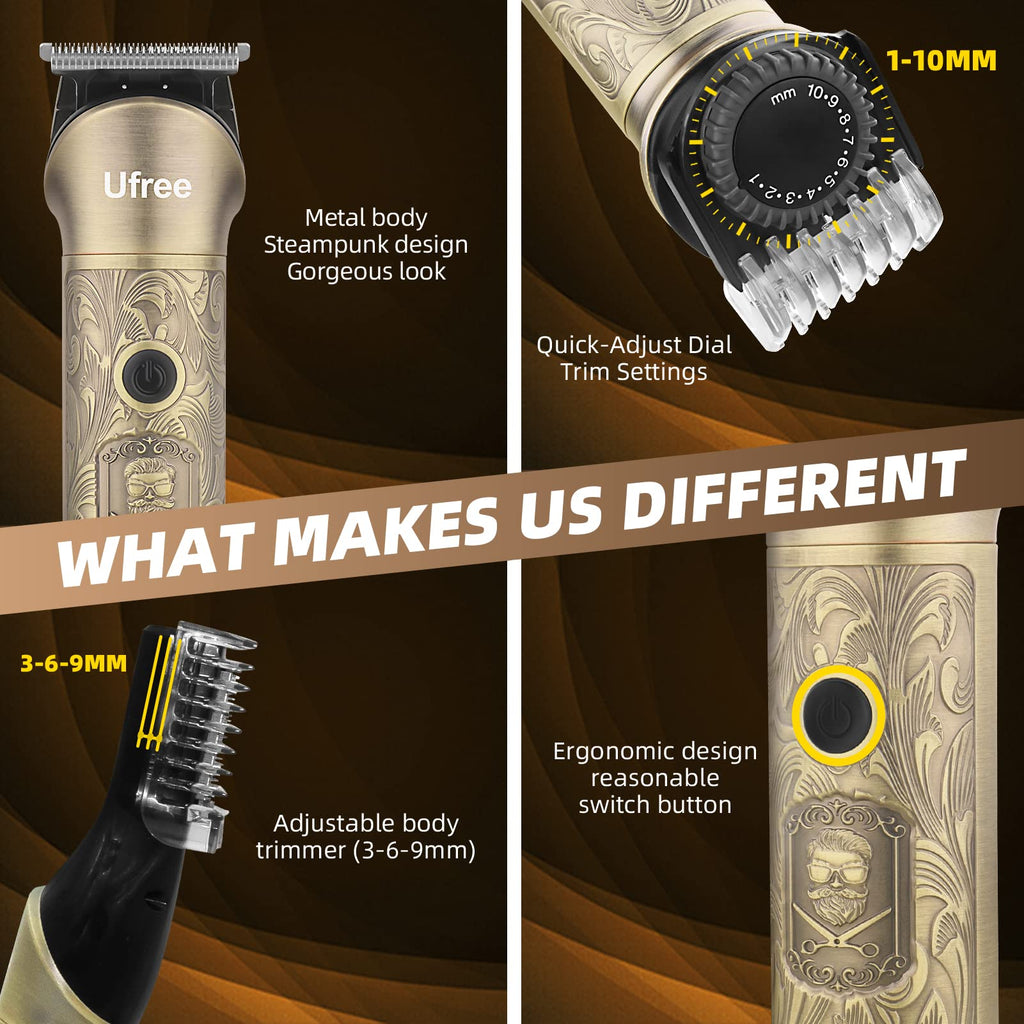 Ufree Beard Trimmer for Men, Electric Razor Shaver, Cordless Hair Clipper Shaving Kit for Mustache Body Nose Ear Hair Facial, Adjustable Beard Grooming Kit Father Birthday Gifts for Men Husband Dad