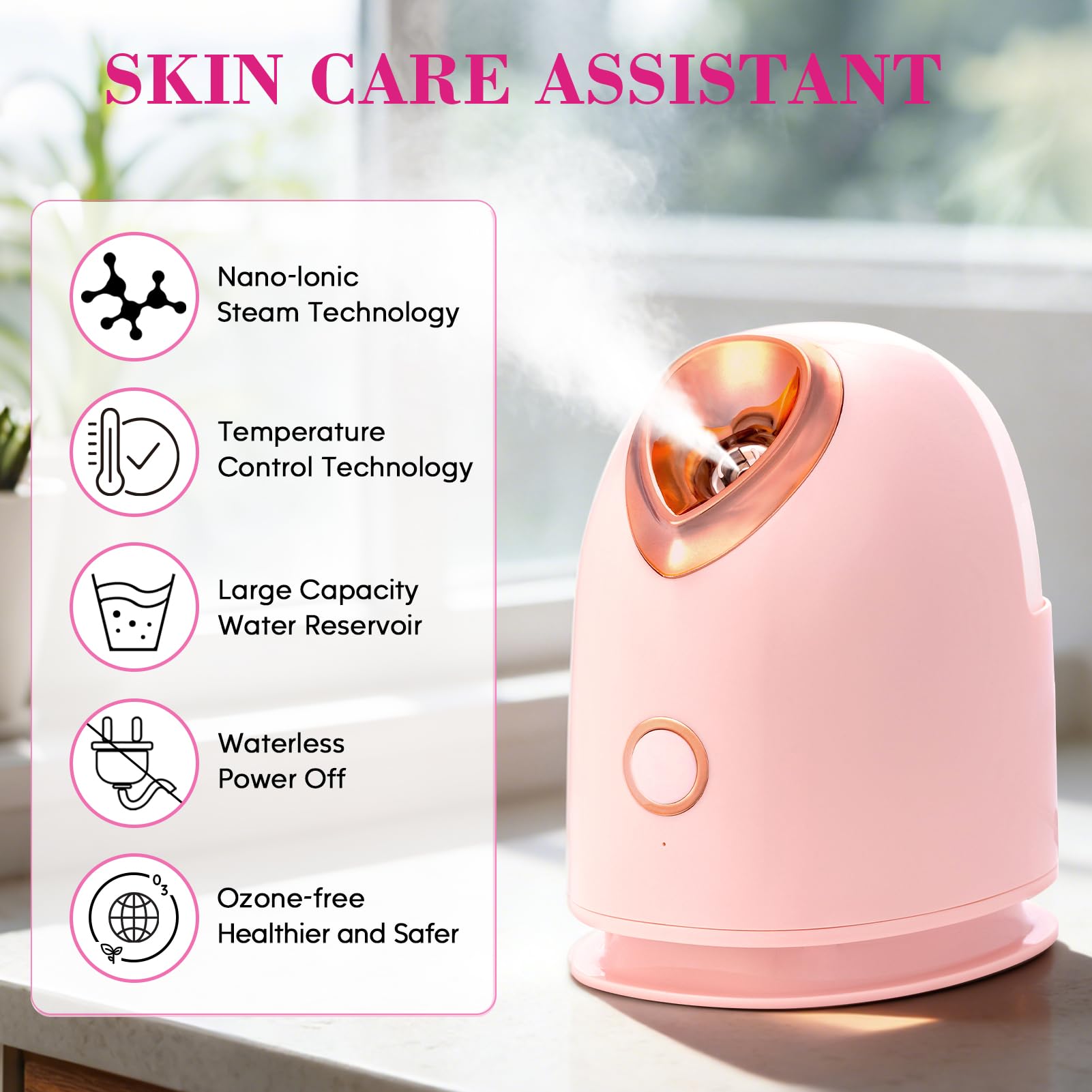 Pjordo Facial Steamer Spa Kit with 17 Skin Care Tools, Nano Ionic Face Steamer for Deep Cleaning Unclogs Pores, Warm Mist Humidifier Steamer for Face Home Sauna SPA, Self Care Gifts for Women