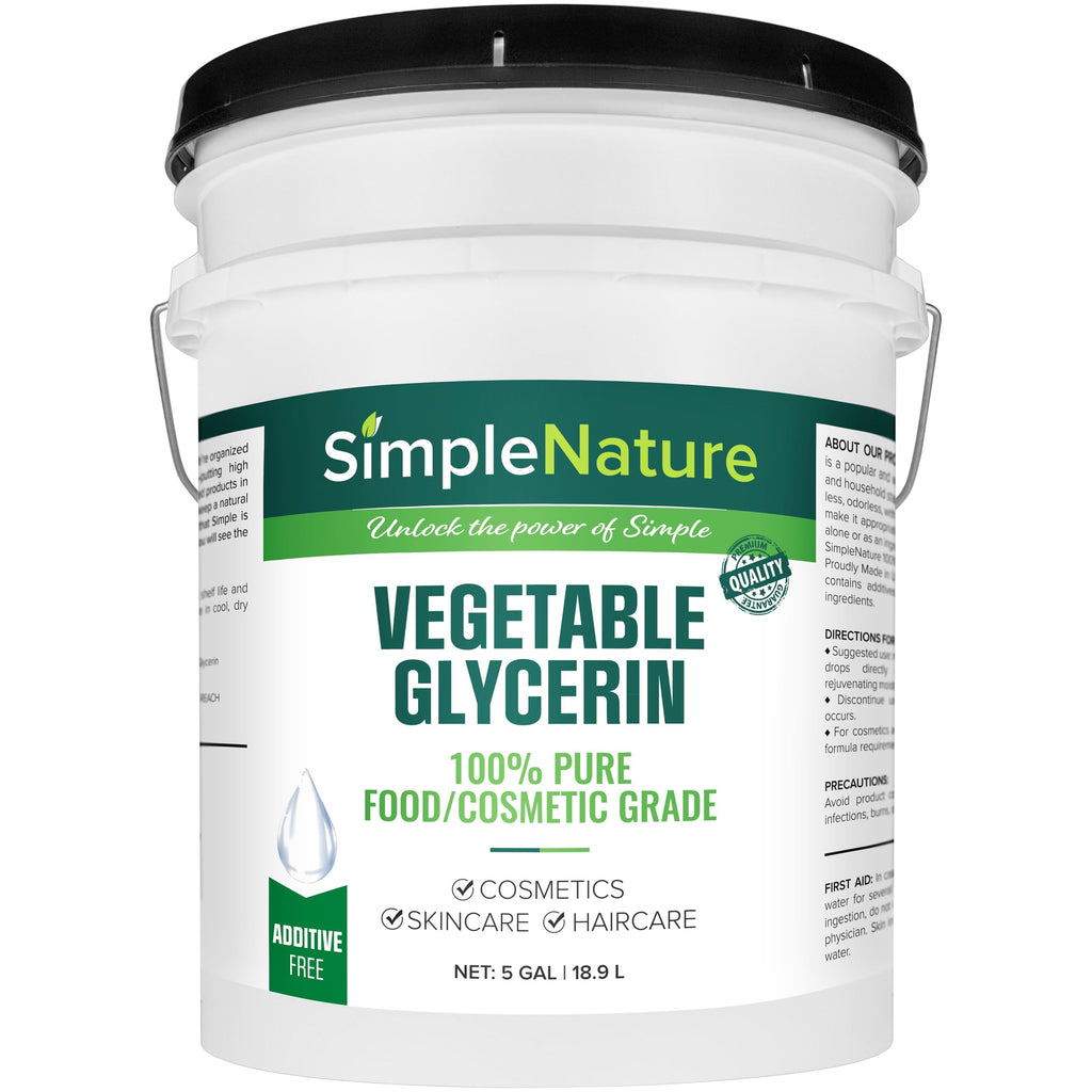 SimpleNature 100% Pure Vegetable Glycerin - 5 Gallon with Easy-Pour Spout - Natural Pure Food/Cosmetic Grade for Skincare, Haircare, Cosmetics, Soapmaking, Crafts - Softening & Moisturizing Humectant