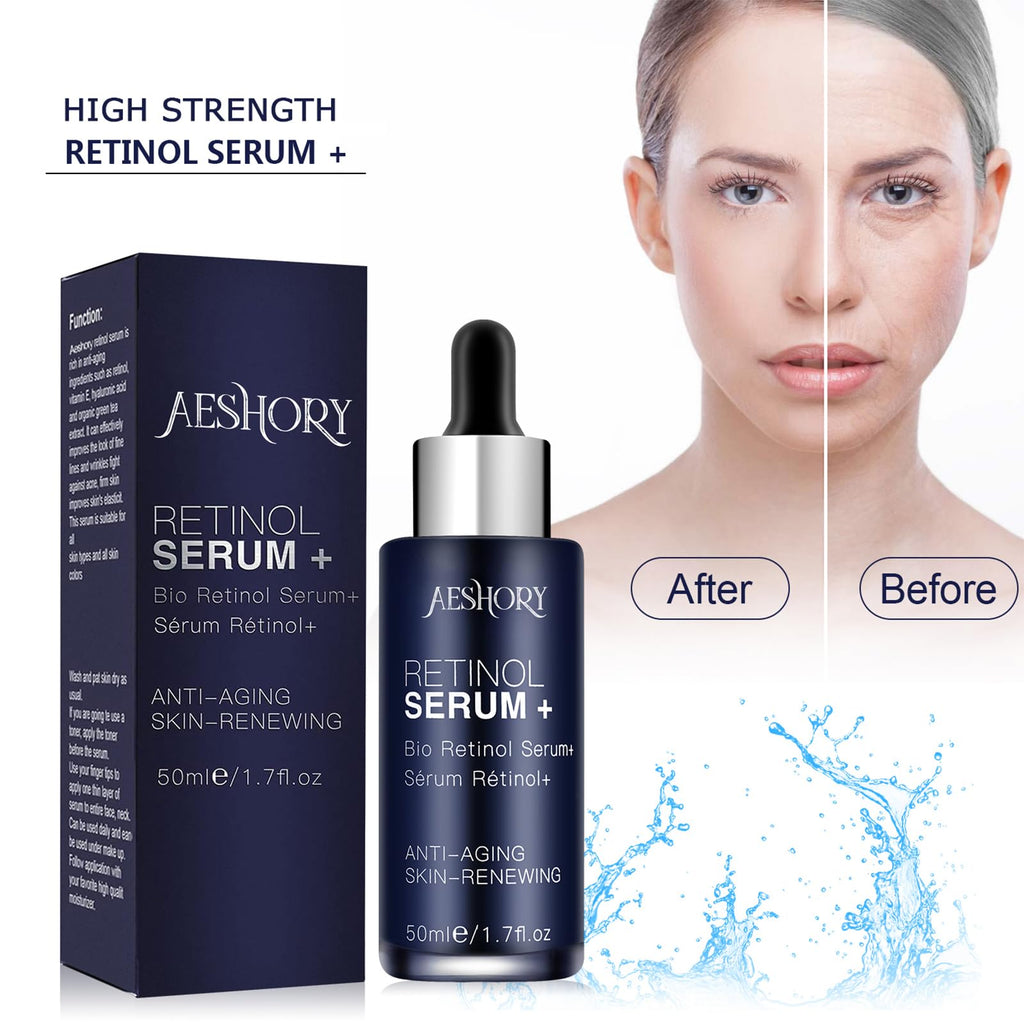 Retinol Serum for Face/Neck/Eyes 50ml, High Strength with 5% Retinol, 30% Vitamin C, Vitamin E & Hyaluronic Acid - Anti Aging Facial Serum for Moisturizing, Fine Line and Wrinkles, Skin Repair