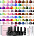 Beetles 110 PCS Gel Nail Polish Set, 100 Colors Infinite Inspiration Gift Spree All Season Red Brown Green Black Gel Polish with 5Pcs Base Top Coat Soak Off UV for Manicure Lovers DIY at Home