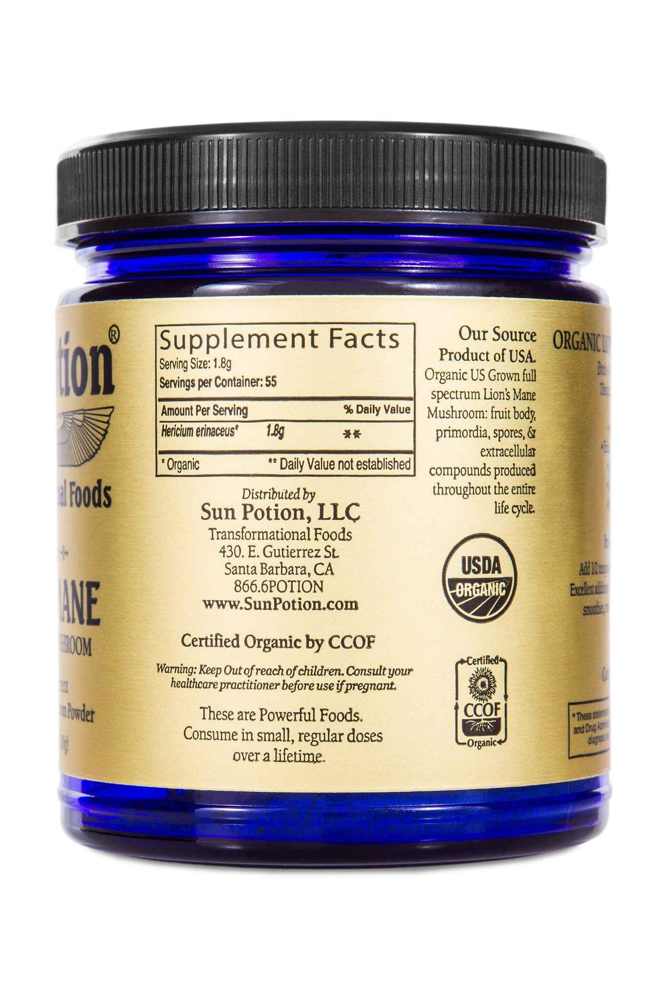 Sun Potion Lion’s Mane (Organic) - Mind Power Mushroom (100g)