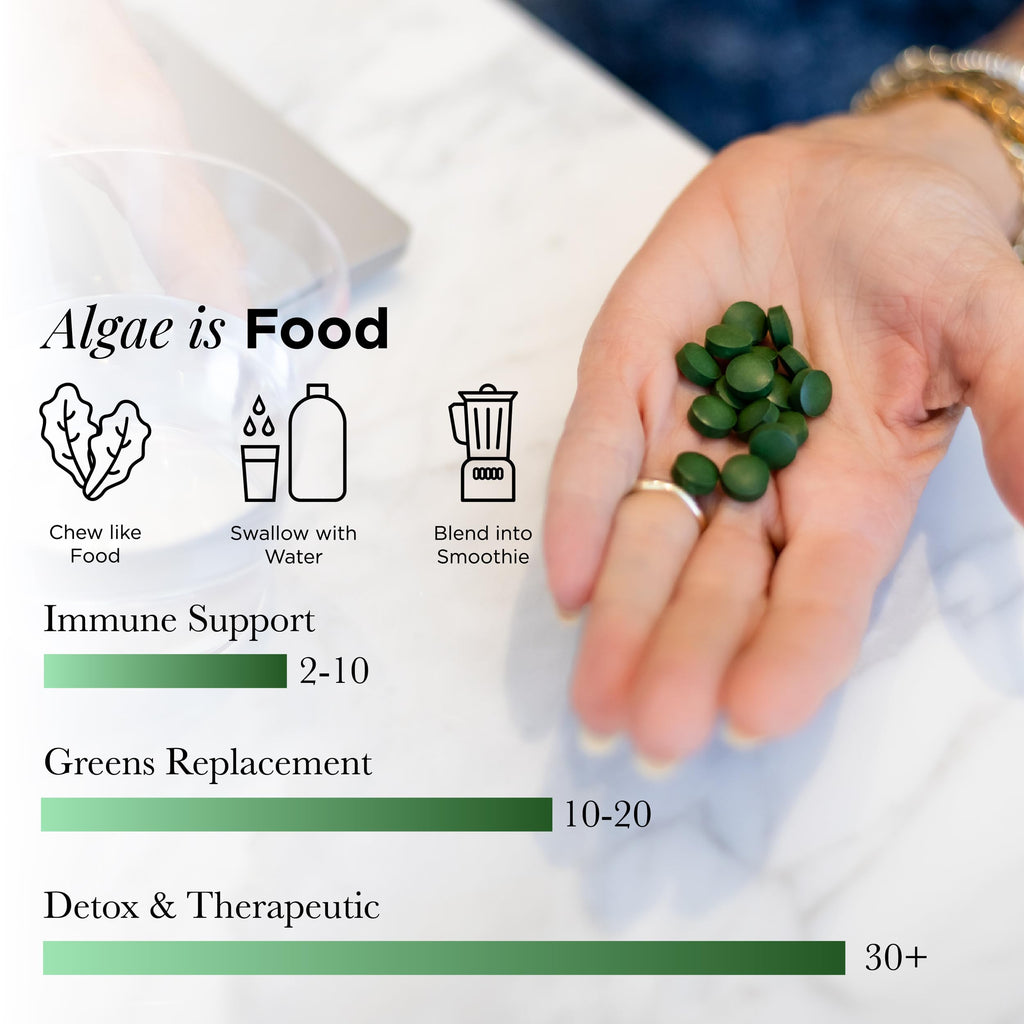 RECOVERYbits - Organic Chlorella Tablets - Plant-Based Algae Superfood - Chlorophyll - Cracked Cell Wall - Energy - Immune System - Detox - Keto - Vegan - Non-GMO - Large Bag - 1000 Tablets
