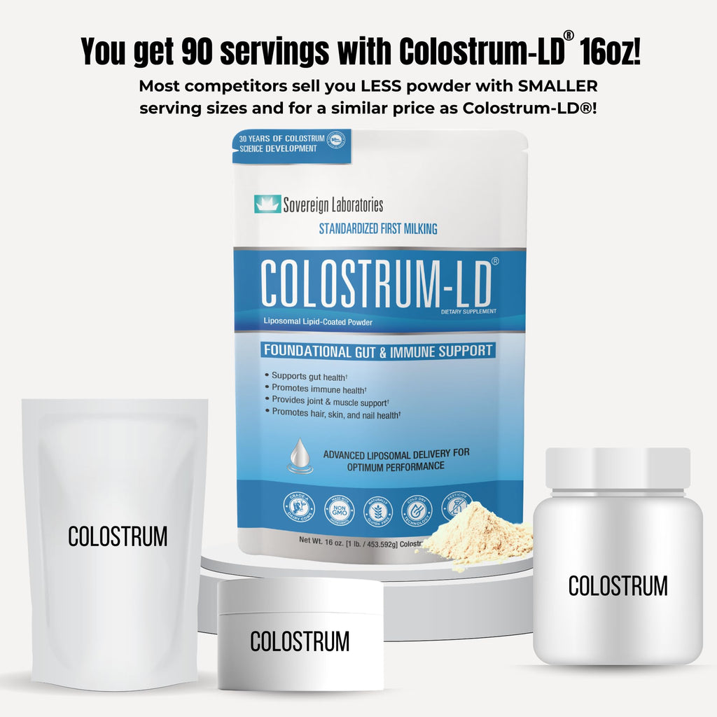 Sovereign Laboratories Colostrum-LD Liposomal Delivery - Colostrum Powder - Gluten-Free, Lactose-Reduced - 90 Servings 16oz Plain
