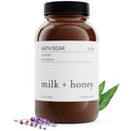 Milk + Honey Calming Bath Soak No. 8 – Moisturizing Epsom Salt with Lavender & Eucalyptus – Relaxing Aromatherapy Soak for Sore Muscles, Dry Skin & Stress Relief – 10 oz