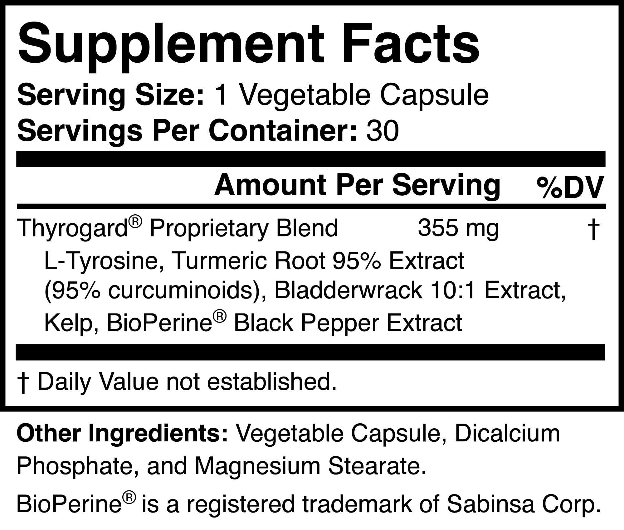 Thyrogard Natural Thyroid Support Supplement, Vegan, Gluten-Free