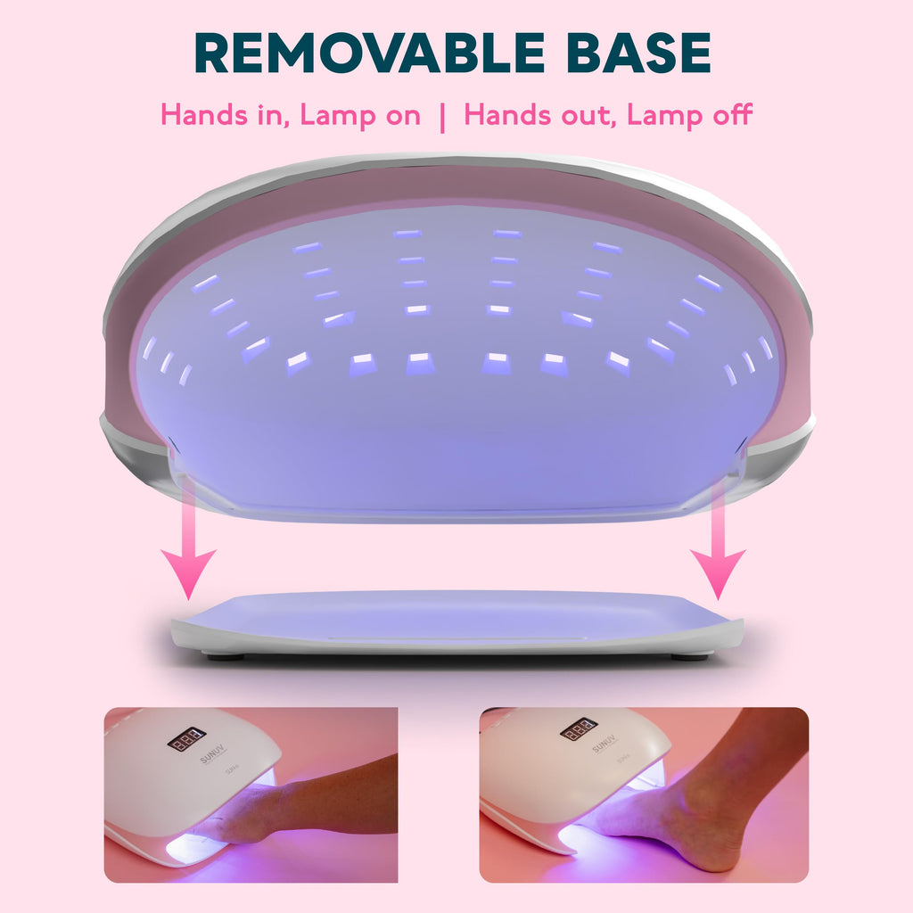 SUNUV LED UV Nail Light, UV Lamp for Gel Nails Polish with 4 Timer Settings, LCD Display Removable Base, SUN4S Pink