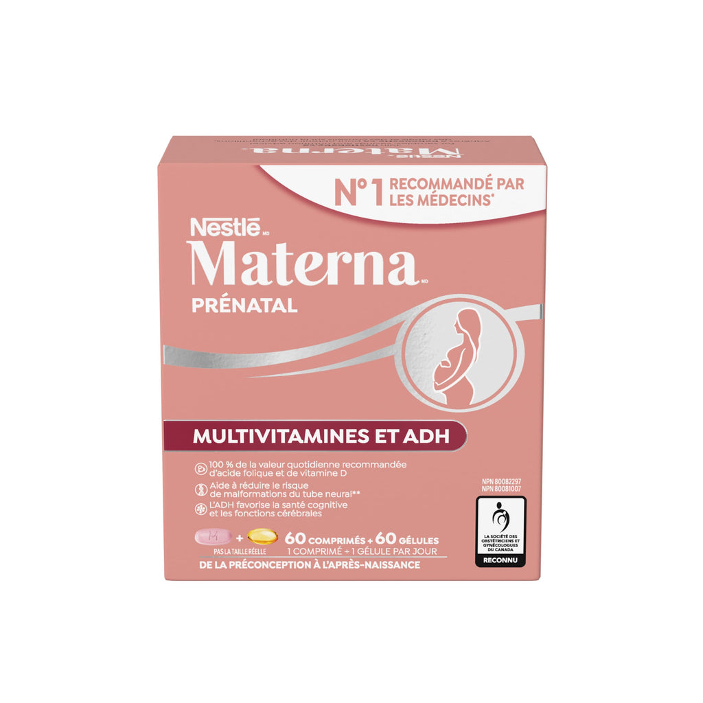 NESTLÉ Materna Prenatal Multivitamin with DHA Supplement | Folic Acid | 60 tablets + 60 DHA soft gels