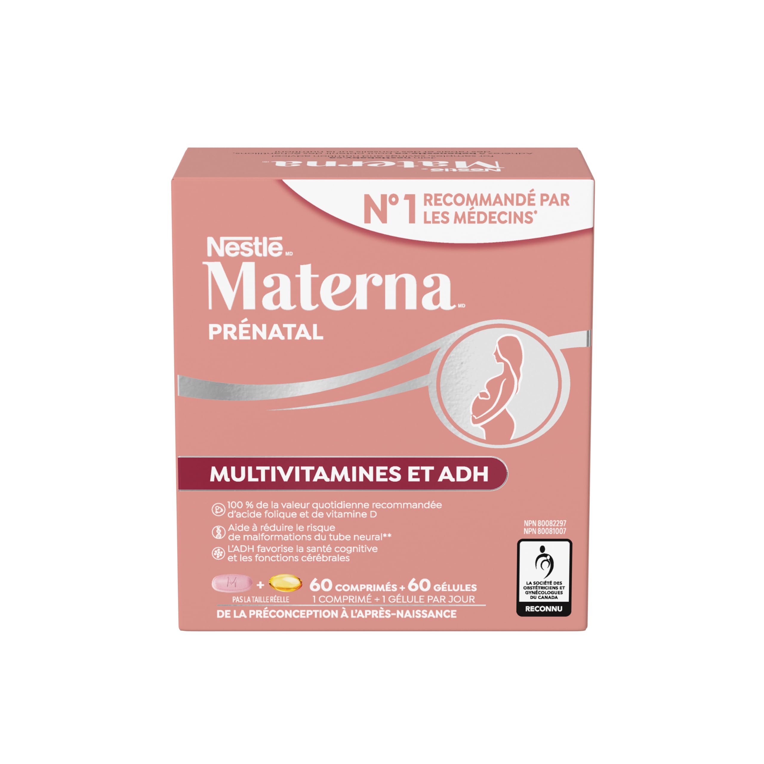 NESTLÉ Materna Prenatal Multivitamin with DHA Supplement | Folic Acid | 60 tablets + 60 DHA soft gels