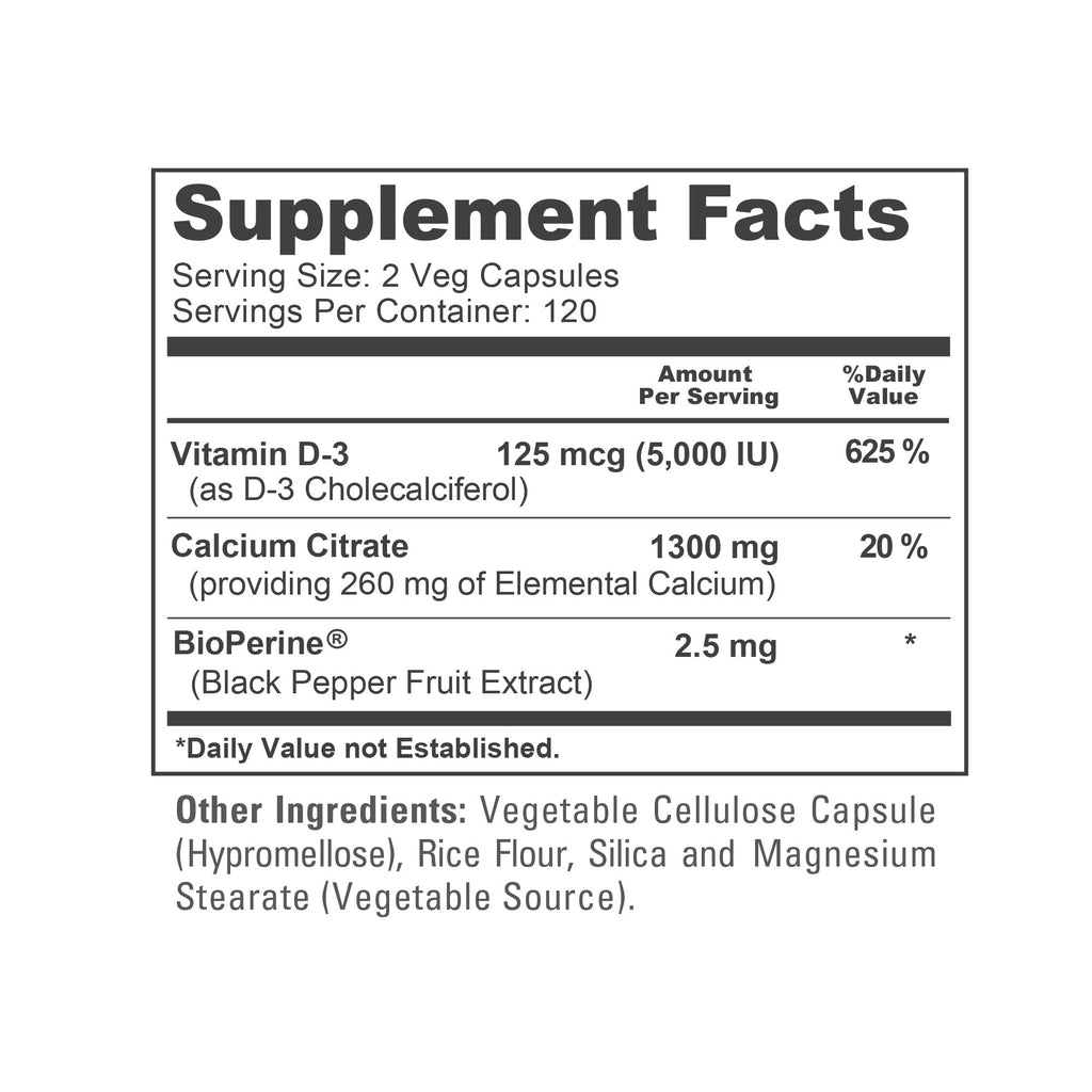 NusaPure Super Calcium with Vitamin D 3 & Calcium Citrate - Suitable for Vegetarian/Vegan, Non - GMO - 1300mg - 240 Capsules