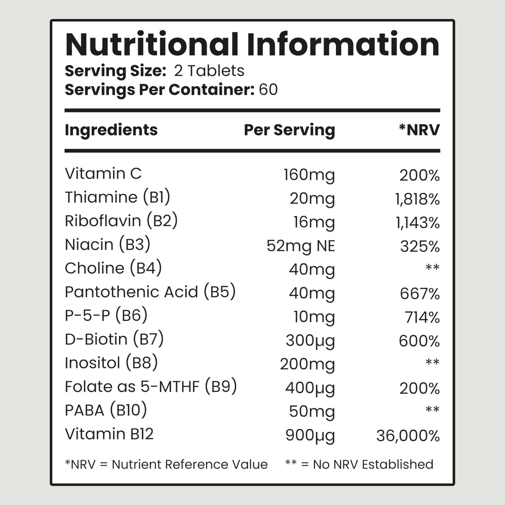 Vitamin B Complex High Strength Methylated B Vitamins | B6 Vitamins with Folate & B12 Supplements | Complete Complex with 12 Active Nutrients | Not Liquid Drops Or Spray | Vitabright