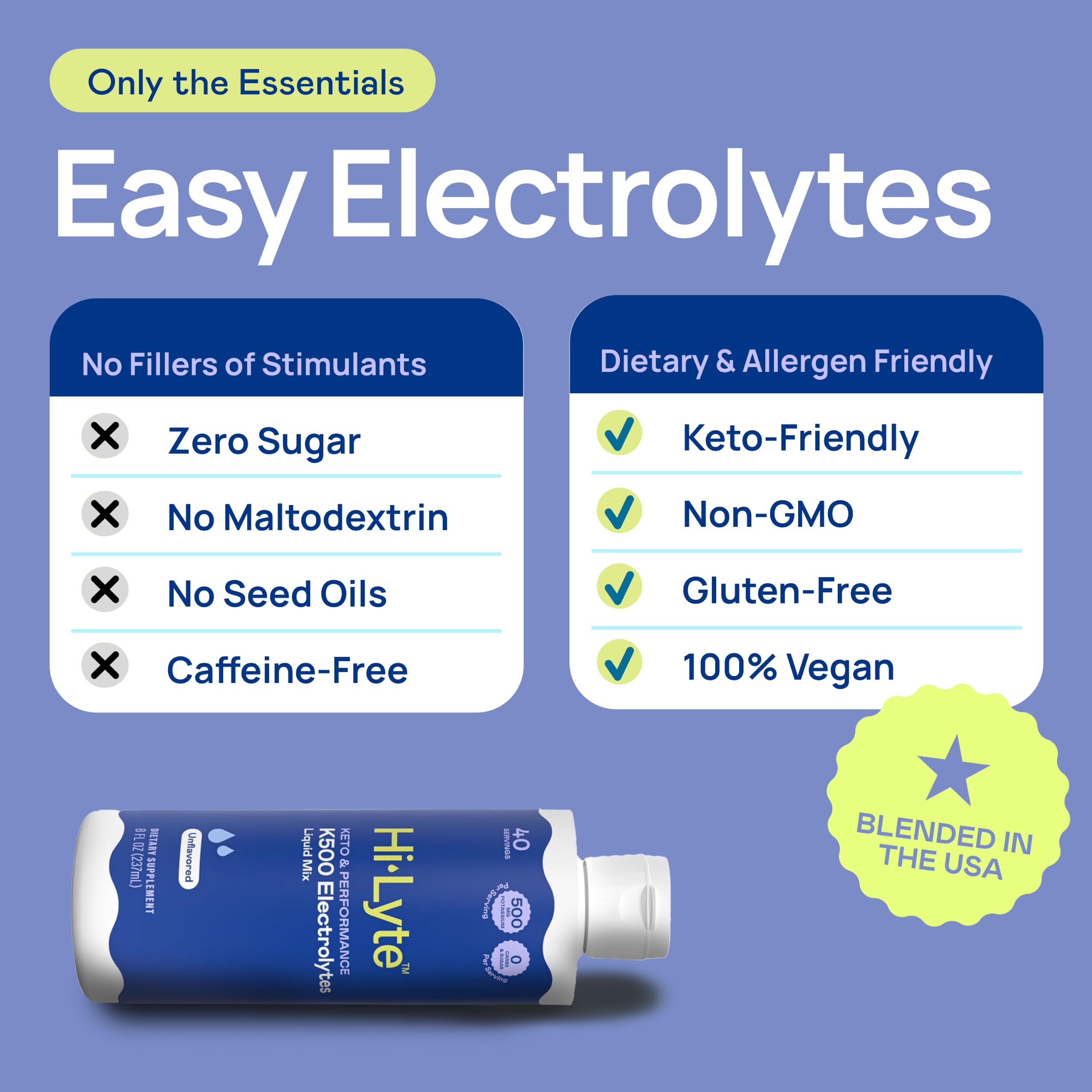 Hi-Lyte K500 Electrolytes Liquid Mix, Unflavored, 40 Servings