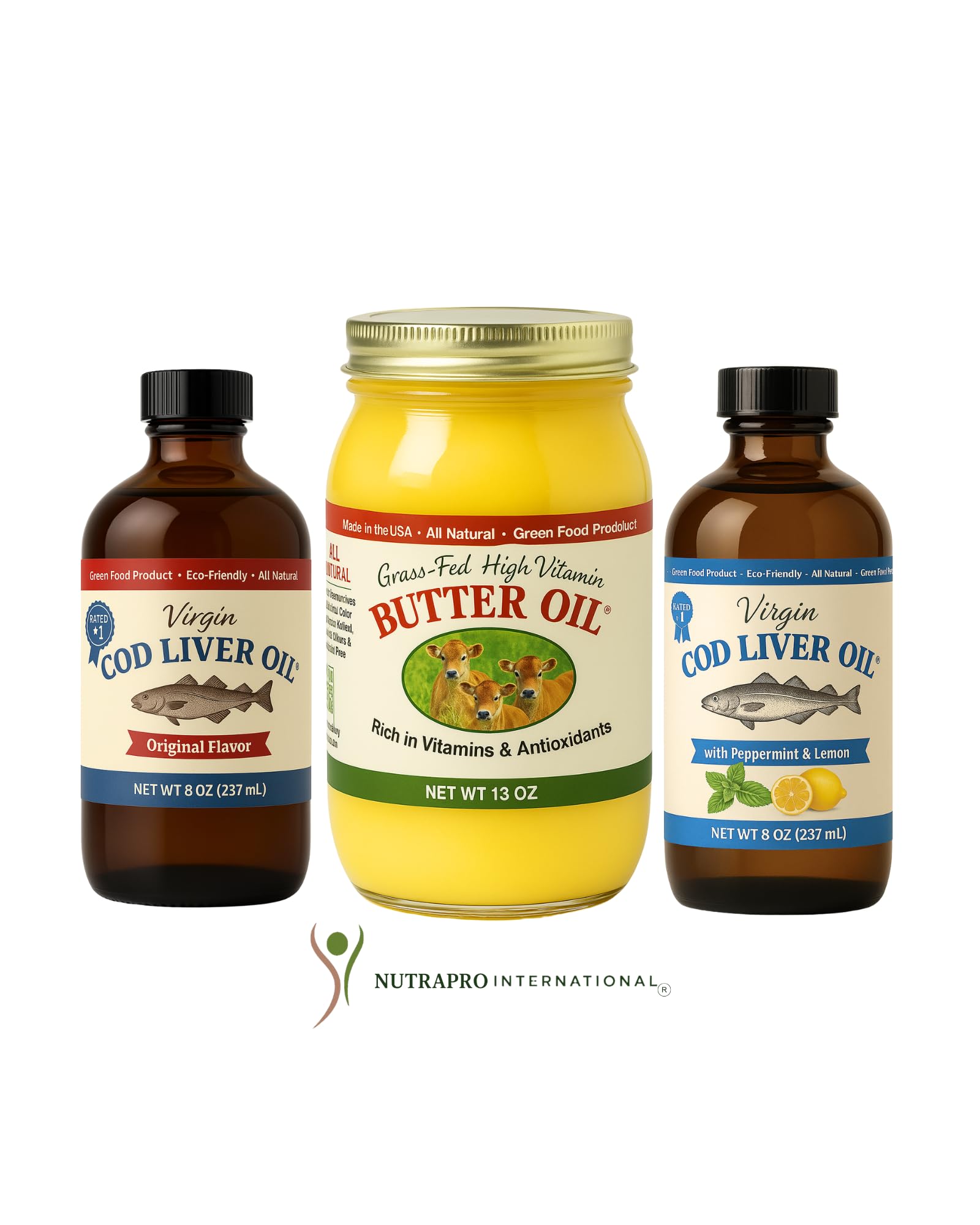 Virgin Cod Liver Oil - 8 Fl oz Natural, Sustainably sourced, Wild Caught & Fresh Tasting. High in Vitamin D, Omega 3 DHA/EPA (Lemon and Peppermint Flavored)