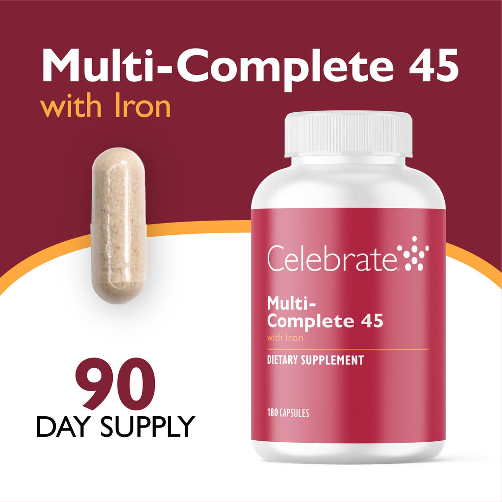 Celebrate Vitamins Bariatric Multivitamin with Iron 45 mg - Post Surgery Easy to Swallow Veggie Capsules for Gastric Sleeve & Bypass Patients, with Vitamin A, D & E, 3 Months Supply (180 Capsules)