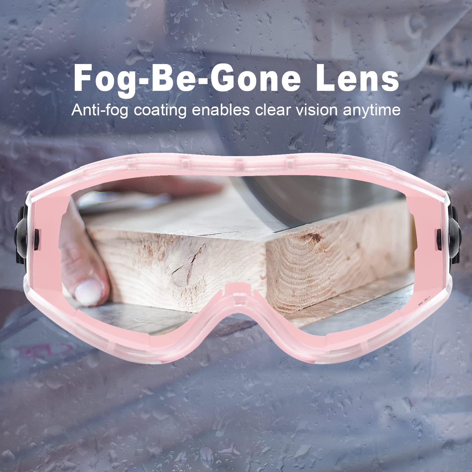 UKNOW Safety Goggles Over Glasses, Clear Anti-Fog Lenses, ANSI Z87.1 Certified Eye Protection for Laboratory Work Industrial Use