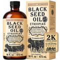 Ethiopian Black Seed Oil 16 oz – Cold-Pressed Nigella Sativa, High Thymoquinone 3.45%, Black Cumin Seed Oil Liquid, 100% Pure Unrefined, Immune Skin Hair & Digestive Support