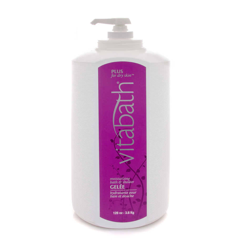 Vitabath Plus For Dry Skin Moisturizing Bath & Shower Gel Wash Replenishing Oils Deeply Hydrate & Soothe Dryness, Body Cleanser, Skin Restore & Foaming Gelee - 128 oz