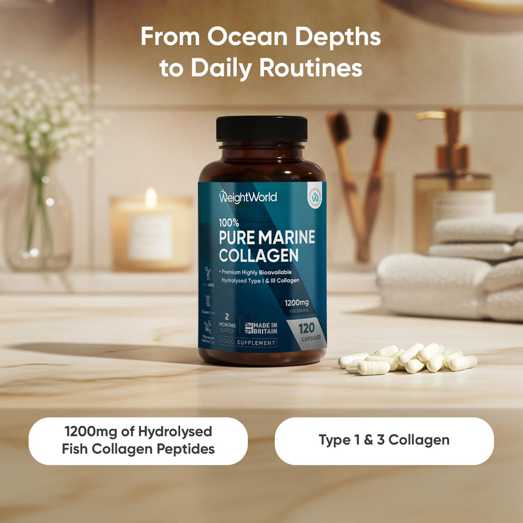 Pure Marine Collagen Capsules - 120 Capsules - 1200mg - 2 Months Supply