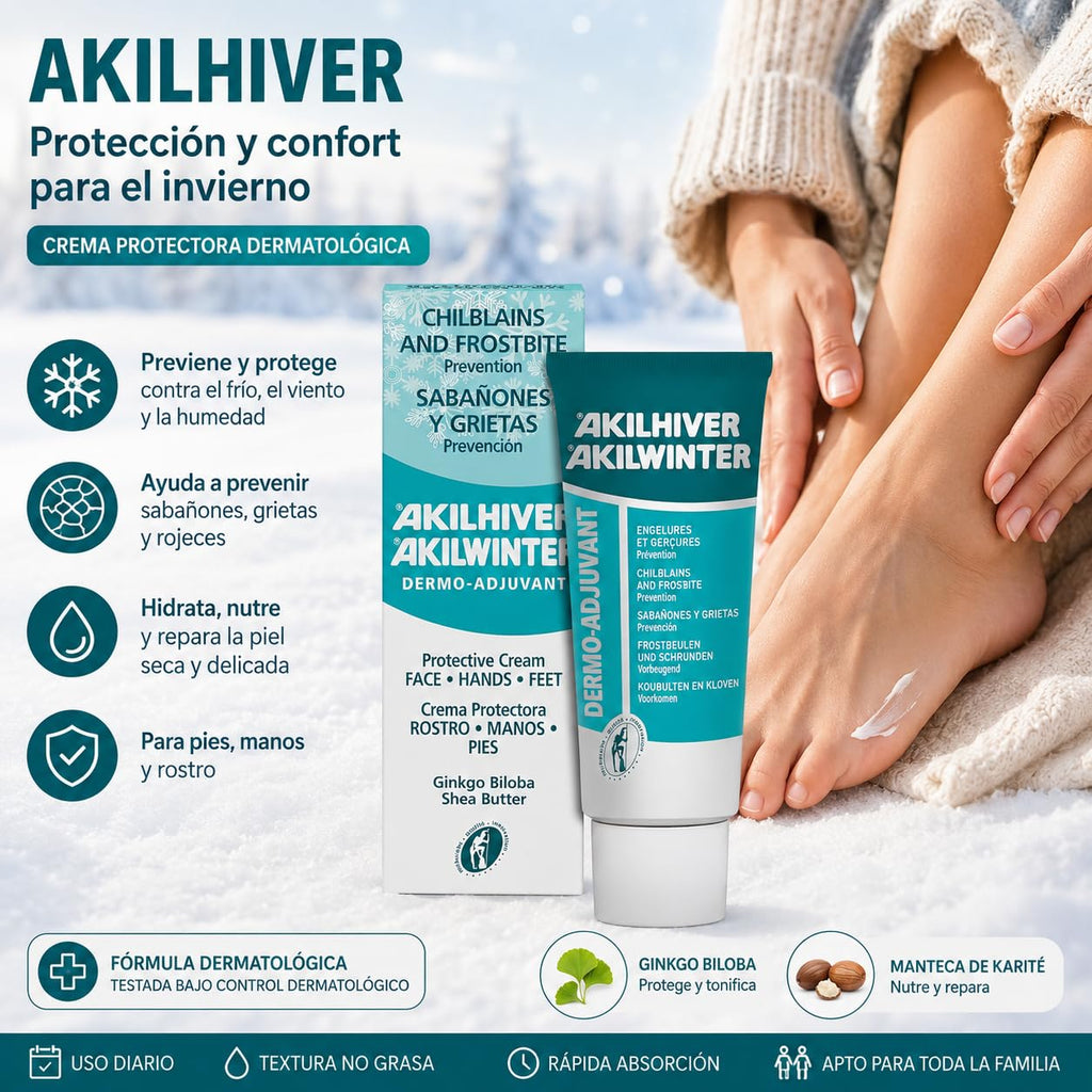 Akileine Akilenjur Cream - Multi-Purpose Face Cream, Hand Moisturizer for Dry Skin, Prevention & Protection for Chilblains & Cracks, Suitable for Face, Hands & Feet, 2.5 Fl Oz