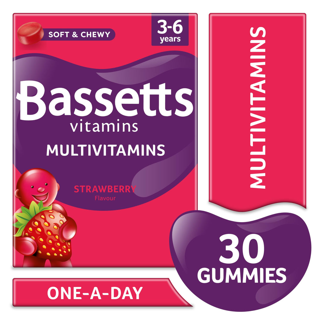 Bassetts 3 - 6 Years Strawberry Flavour 30 Chewies Multivitamins - by Bassett's