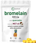 Bromelain 500mg with Quercetin & MCT Oil, 240 Enteric Coated Softgels | Ultra Absorption Bromelain Supplement | Natural Digestive Enzymes for Digestion & Joint Health | Non-GMO, Gluten Free