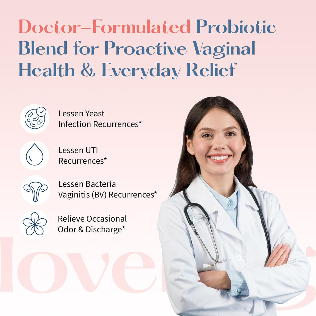 Lovebug V-Best Vaginal Probiotics - 90 Billion CFU Womens Probiotic for PH Balance, Urinary Tract Health, BV & Odor, Probiotics for Women with Lactobacillus Acidophilus, Rhamnosus GG, Reuteri - 60 Ct