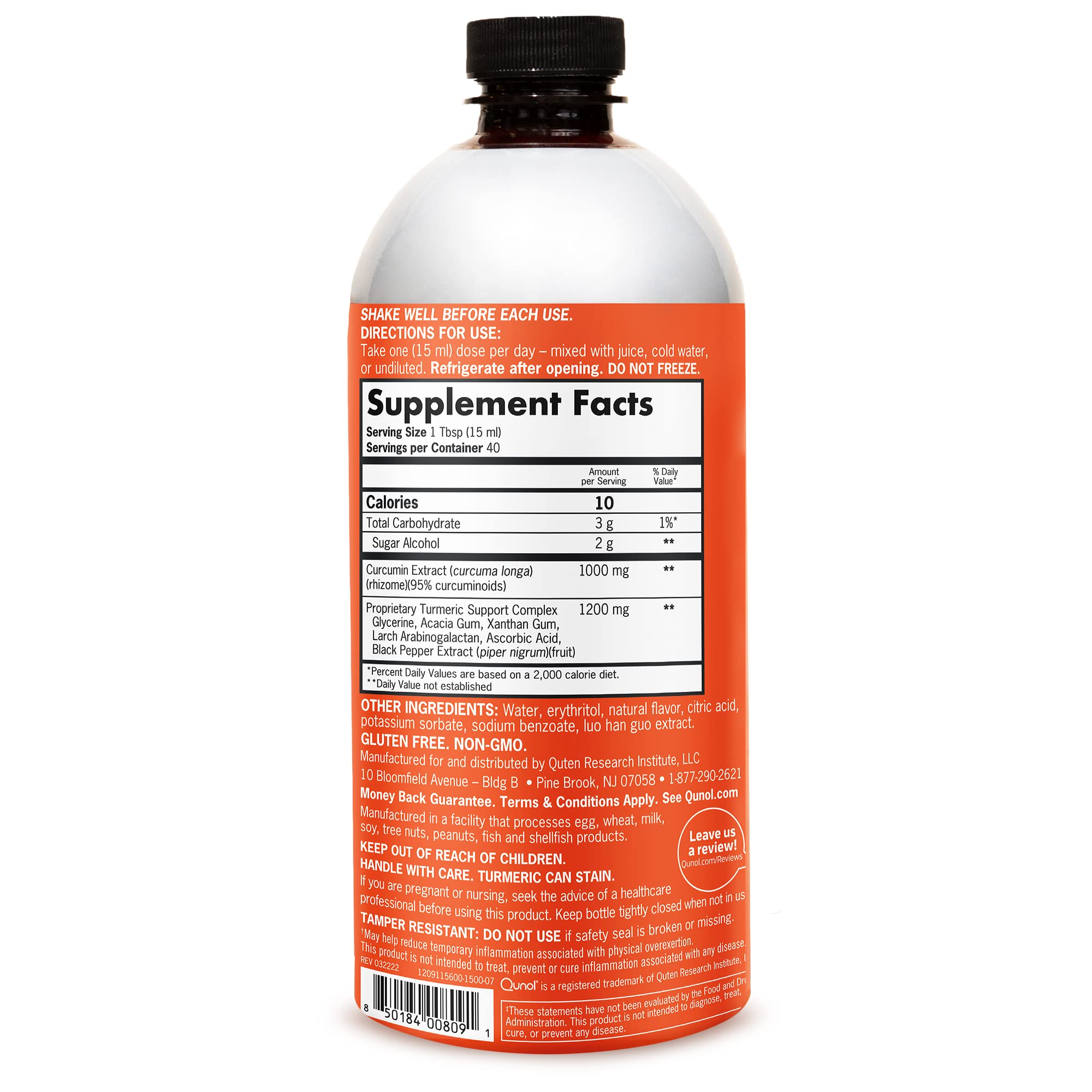 Qunol Liquid Turmeric Curcumin with Black Pepper 1000 Milligram, Supports Healthy Inflammation Response and Joint Support, Dietary Supplement, Extra Strength, 40 Servings, 20.3 fl oz (pack of 1)