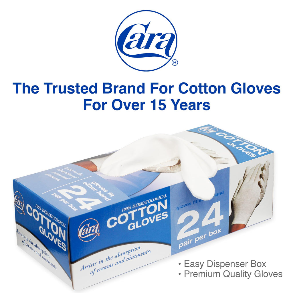 CARA Moisturizing Eczema Cotton Gloves, Large, 24 Pair