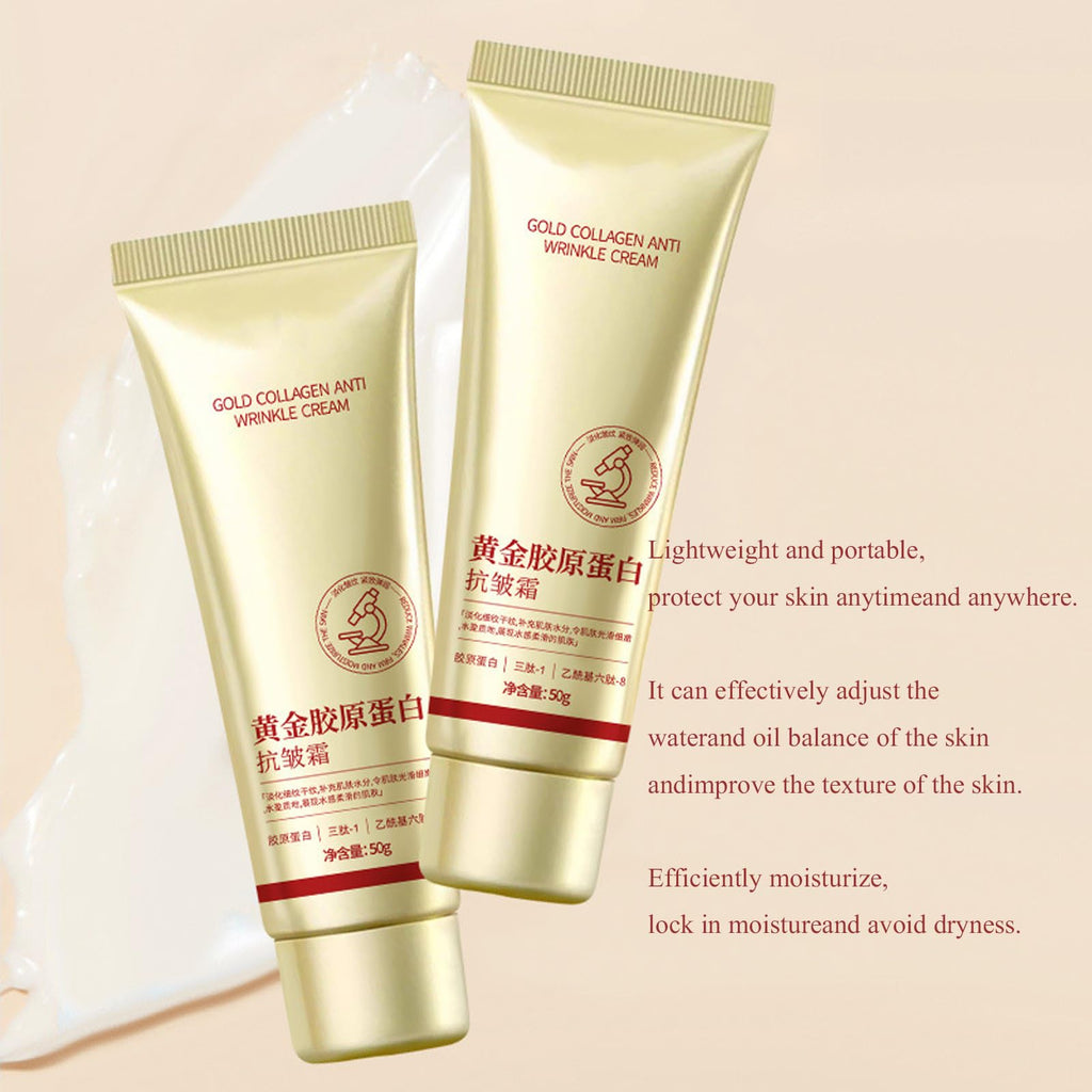 2pcs Golden Collagen Anti-Wrinkle Cream, Gold Collagen Firming Cream, Long-Lasting Deep Face Moisturiser,Day & Night Anti Aging Face Cream, Skin Tightening Cream for Face, 50g*2