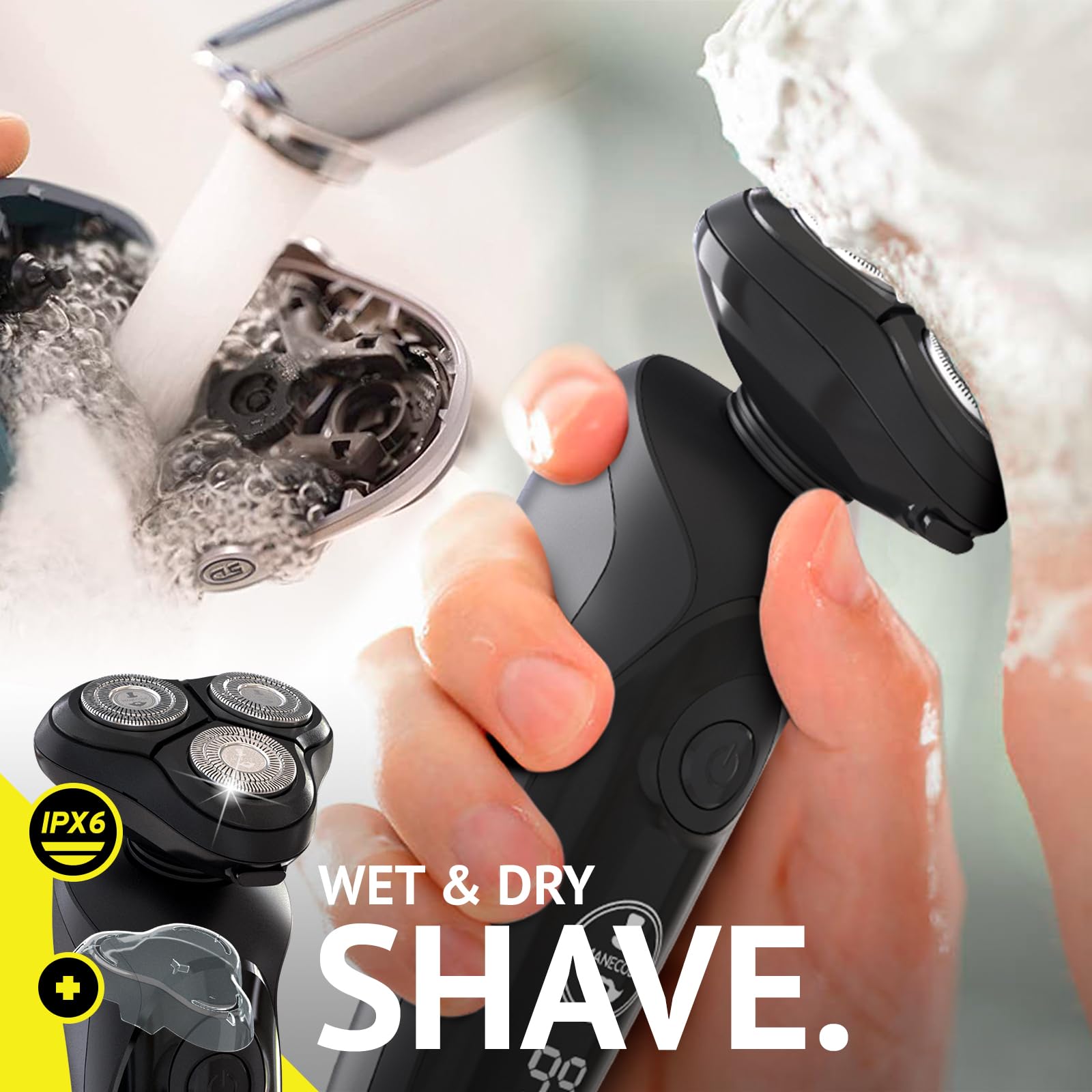 MANECODE® 7-in-1 Electric Razor for Men - Shaver with Floating 8 Contouring Technology® and IQ Cleaning Sensor®