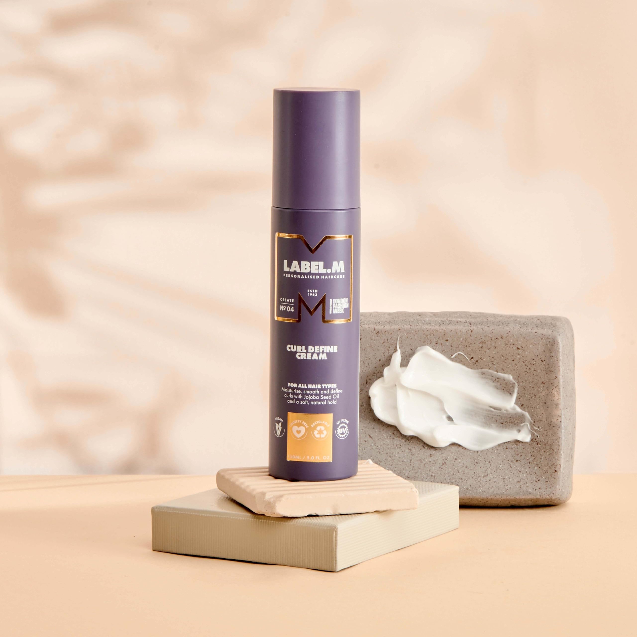 Curl Define Cream: Hydrating, Softening Styling, Smooth & Retain Curls/Waves, Sunflower/Jojoba Seed Oils, Moisture, Flyaway Reduction, Power Peptide Complex, Strength, Elasticity, Frizz-Free, 150 mL