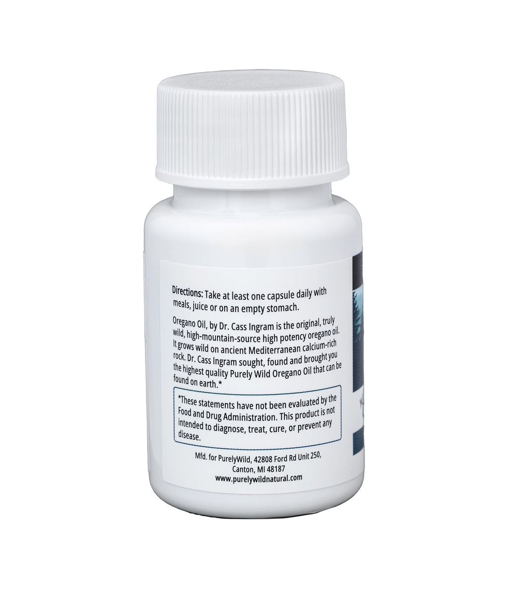 PURELY WILD Wild Oregano Oil Softgels by Dr. Cass Ingram - Wild-Harvested Turkish Oregano, Steam-Distilled and Emulsified in Extra Virgin Olive Oil - Immune & Digestive Support - Non-GMO - 90 Softgels