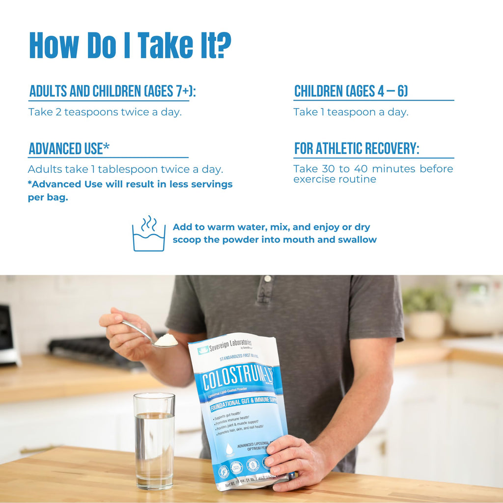 Sovereign Laboratories Colostrum-LD Liposomal Delivery - Colostrum Powder - Gluten-Free, Lactose-Reduced - 90 Servings 16oz Plain
