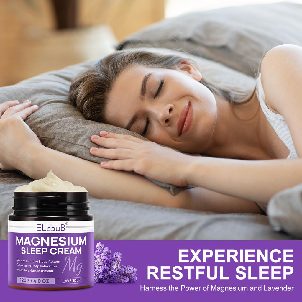 Magnesium Cream for Sleep - Enriched with Almond Oil, Lavender, and Vitamin E for Deep Relaxation - Natural Magnesium Lotion for Skin Nourishment and Quick Absorption - Lavender