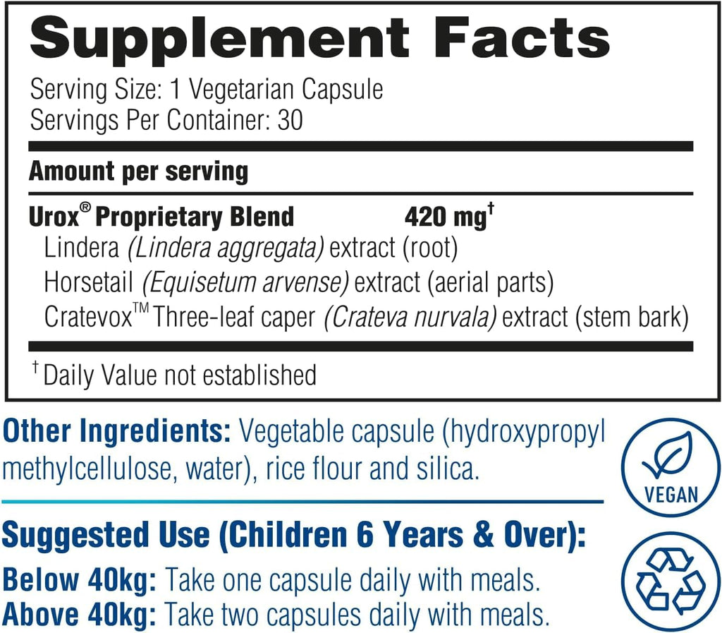 UROX Junior Natural Bladder Control - Nocturnal Enuresis or Bedwetting Supplements. Supports Bladder Control, Reduces Urinary Frequency, and Bladder Accidents for Kids, 30 Vegetarian Capsules (30)