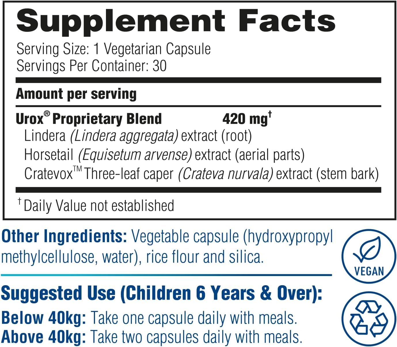 UROX Junior Natural Bladder Control - Nocturnal Enuresis or Bedwetting Supplements. Supports Bladder Control, Reduces Urinary Frequency, and Bladder Accidents for Kids, 30 Vegetarian Capsules (30)
