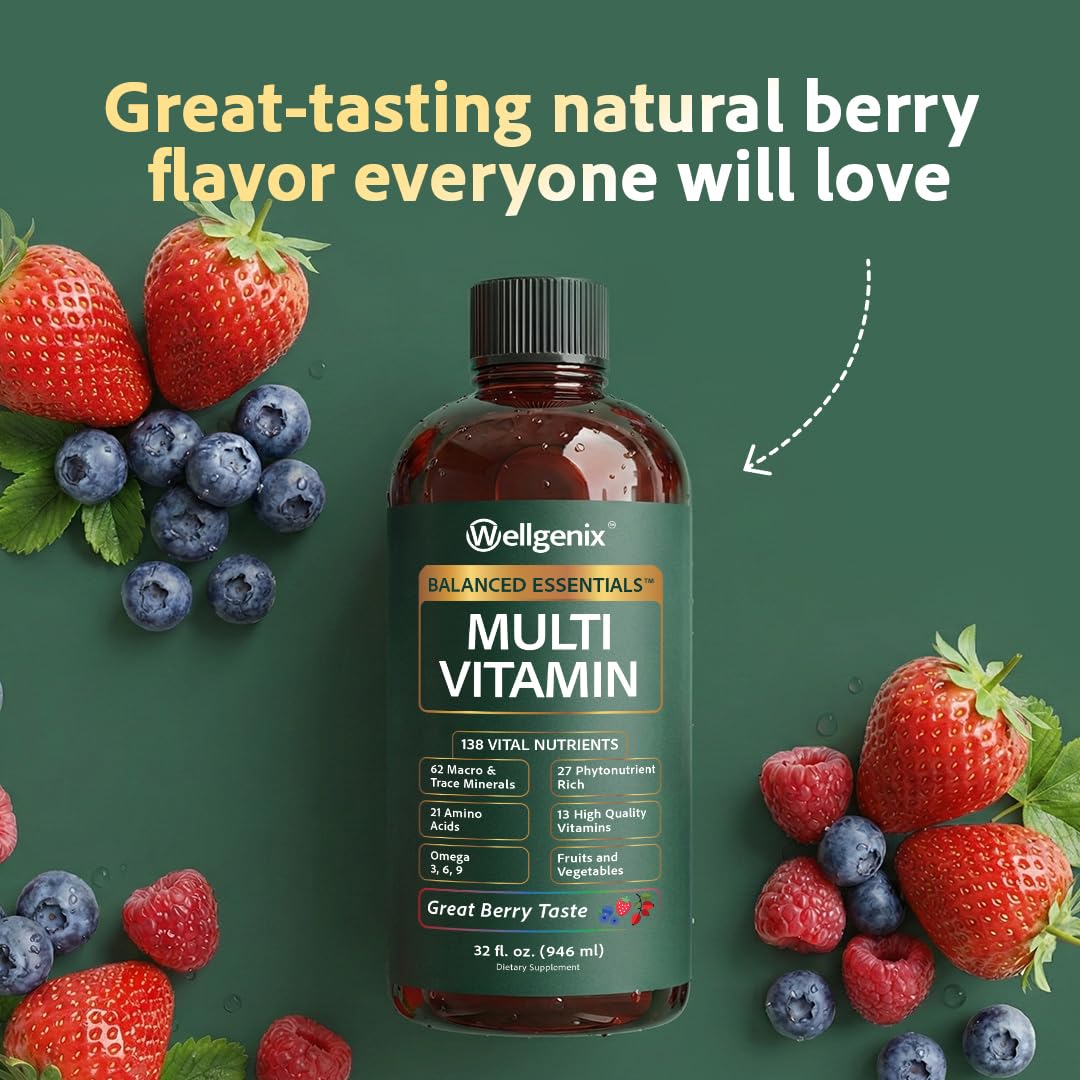 Wellgenix Balanced Essentials Liquid Multivitamin & Minerals, 32 Fl Oz