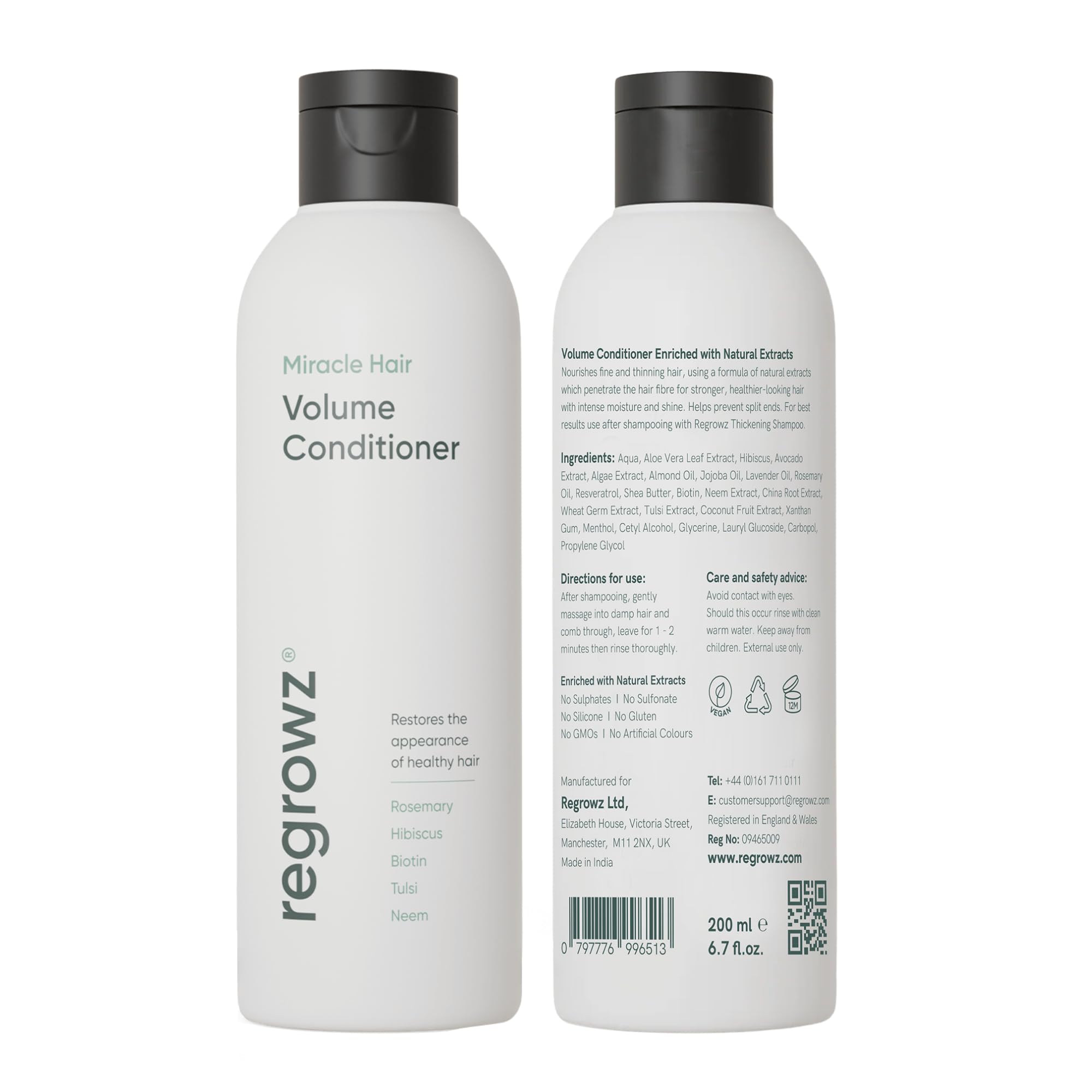 Regrowz Miracle Hair Volume Conditioner 7oz - For Fine,Thin Hair - Boost Shine & Thickness - Suitable for Men and Women - Hair Growth Repair Treatment with Biotin