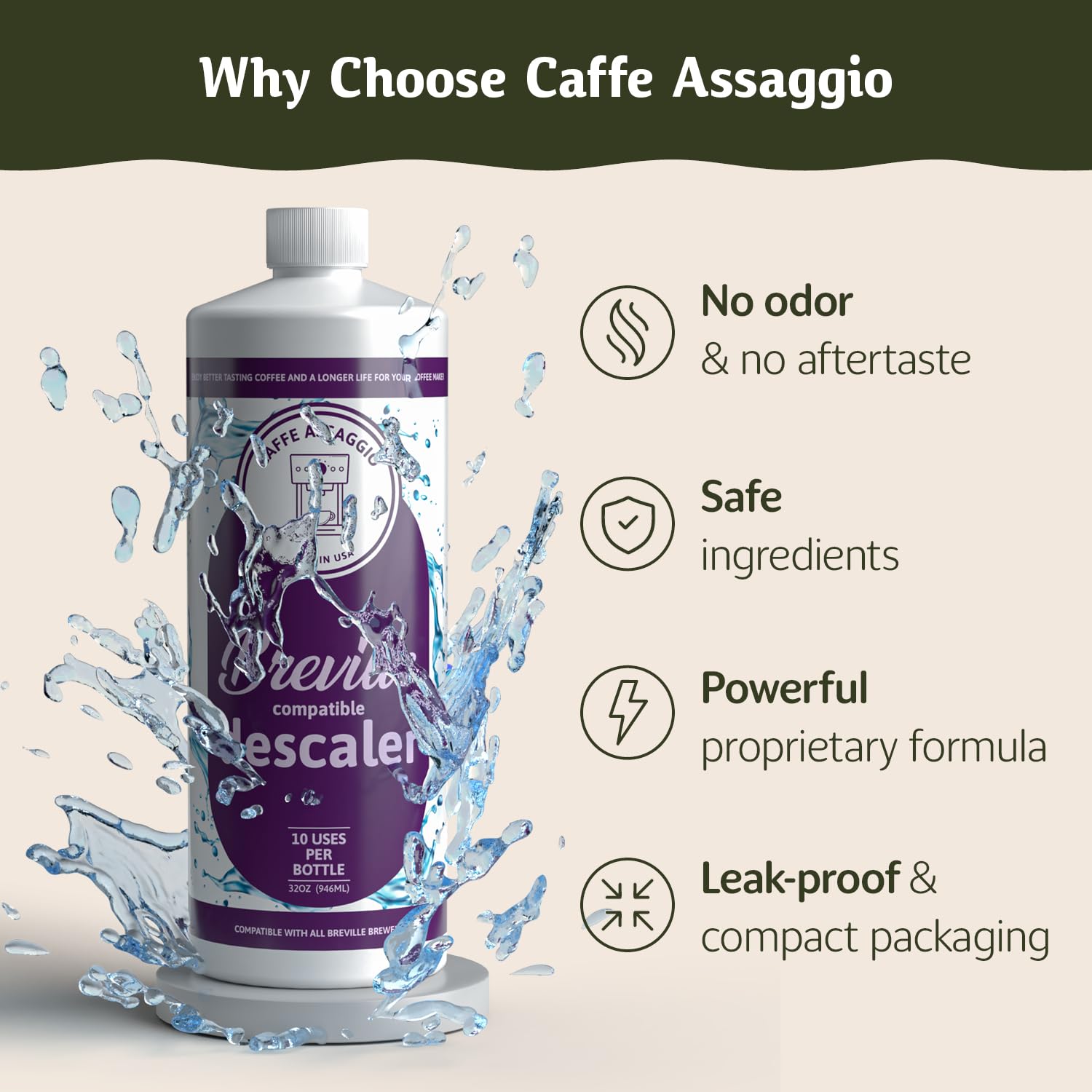 Breville Descaler (10 Uses) Specially Formulated to Descale and Clean Your Breville Espresso Machine Carbon Friendly Descaling Kit 2.5 Year Supply