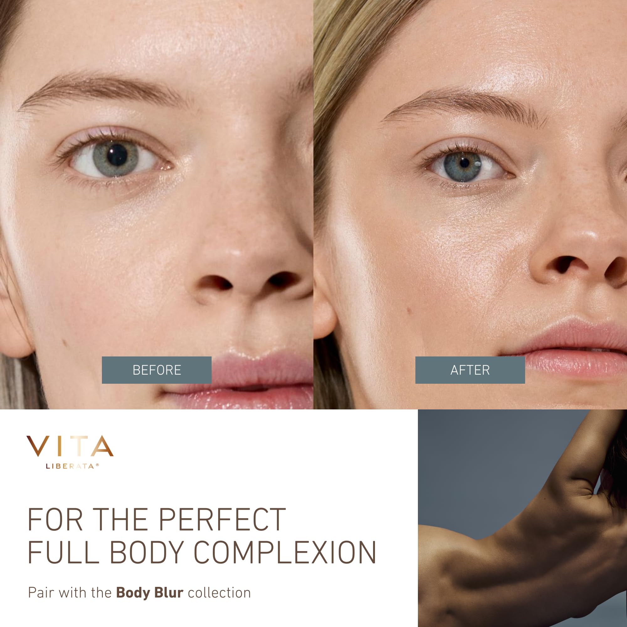 Vita Liberata Body Blur - Light, Skin Perfecting Leg & Body Makeup, Wash Off Instant Tanner, Radiant Glow & Flawless Finish, 3.38 fl oz